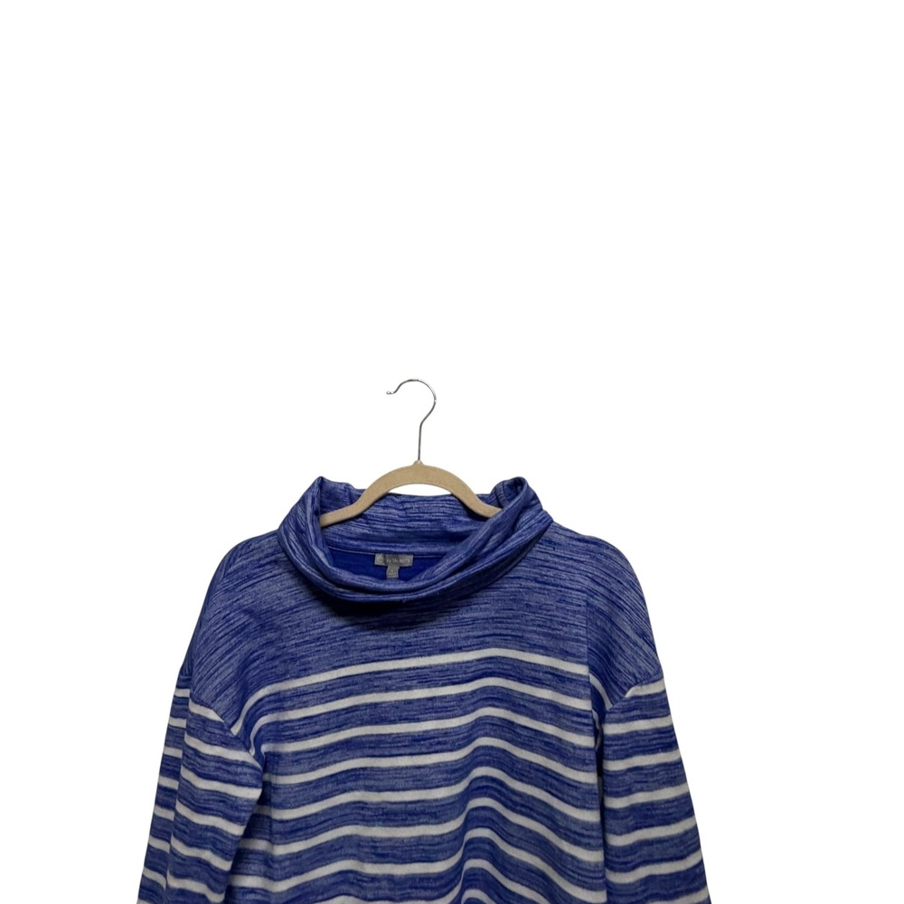 Talbots Women's S Blue White Striped Cowl Neck Tunic Pullover Coastal Top - Picture 2 of 6